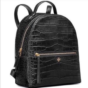 Tory Burch leather croc embossed backpack
